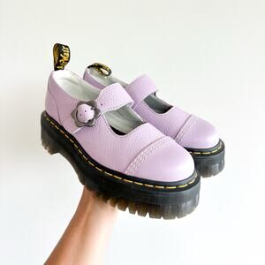 Dr. Martens Addina Flower Buckle Leather Platform Shoes in Lilac 7